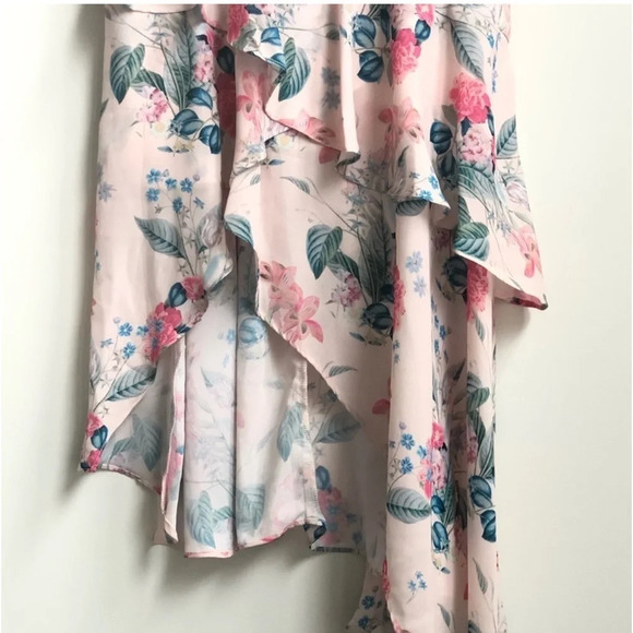 New PARKER FLORAL ASYMMETRICAL RUFFLE DRESS meadow ruffle handkerchief fairy 90s - Picture 4 of 16